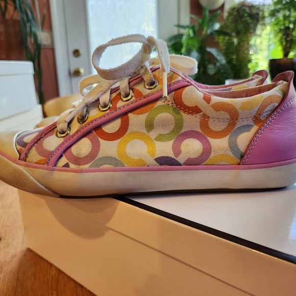 Coach Barrett lace canvas sneaker. Multi pink, size 7.5 - Picture 8 of 13